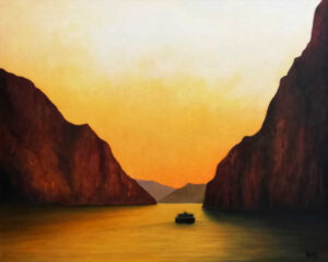 Three gorges river Yangtze (1), Oil on canvas, 80x100 cm